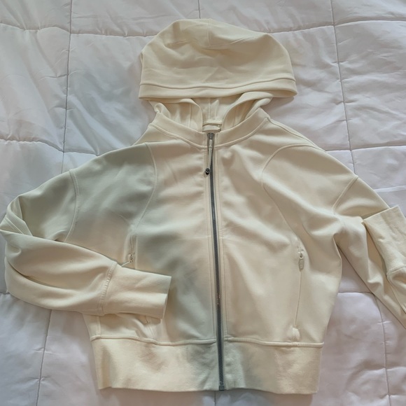 lululemon athletica Jackets & Blazers - Lululemon softstreme pocketed hoodie pale yellow size 4 worn once